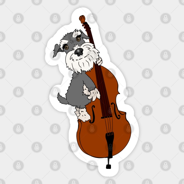 Miniature Schnauzer Funny Dog Playing Double Bass Sticker by NattyDesigns